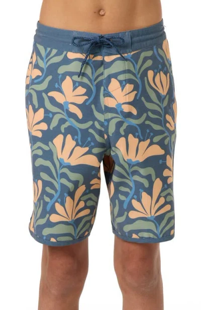 O'neill Kids' Cruzer Stripe Scallop Board Shorts In Multi