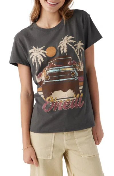 O'neill Kids' Drive Wild Cotton Graphic T-shirt In Washed Black