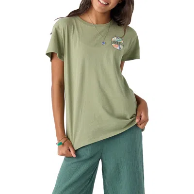 O'neill Kids' Flora Oasis Cotton Graphic T-shirt In Green