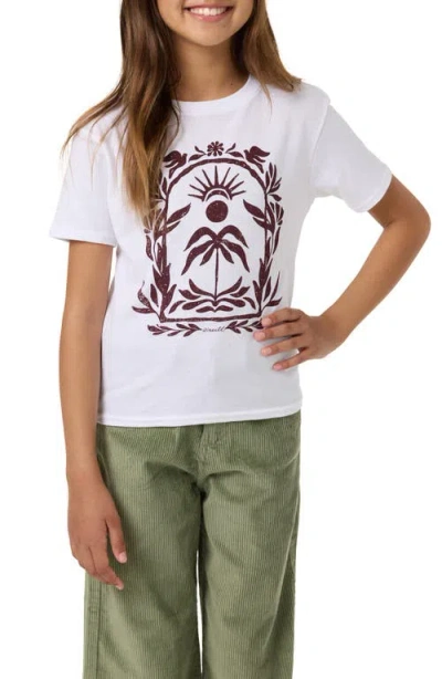 O'neill Kids' Framed Flora Angie Cotton Graphic T-shirt In White