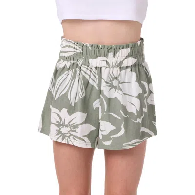O'neill Kids' Gabi Floral Smocked Waist Shorts In Green