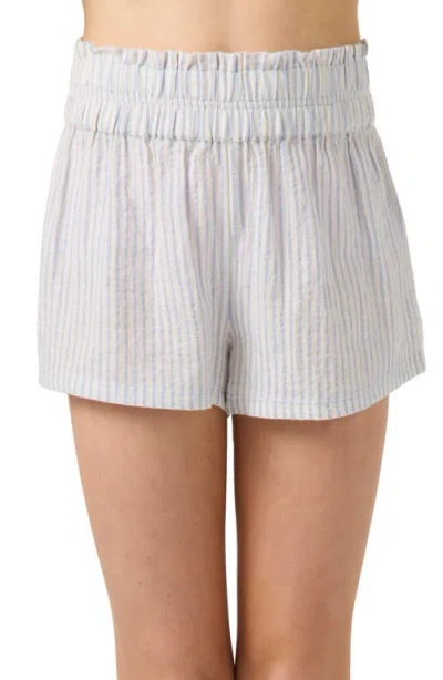 O'neill Kids' Gabi Stripe Smocked Waist Shorts In Purple
