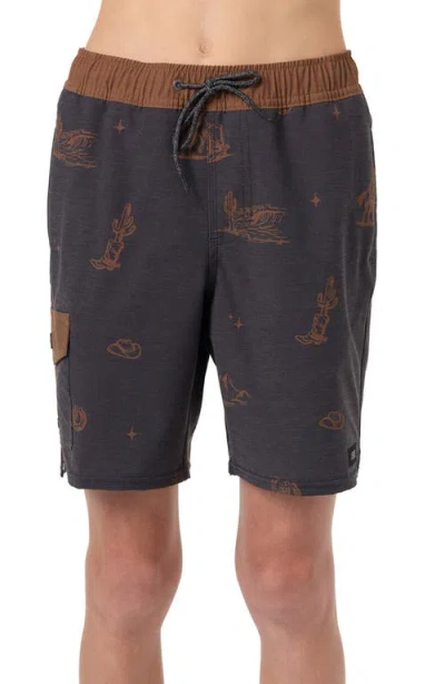 O'neill Kids' Hermosa Retro Swim Trunks In Black