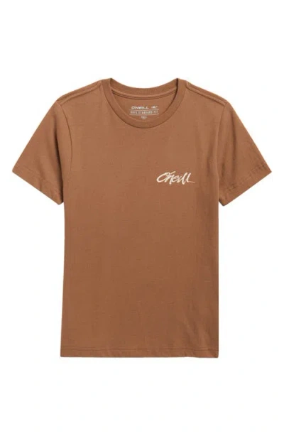 O'neill Kids' Home Grown Graphic T-shirt In Brown