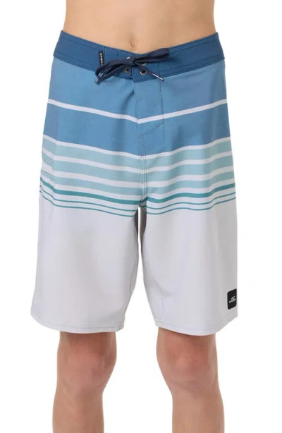 O'neill Kids' Hyperfreak Heat Stripe Swim Trunks In Blue
