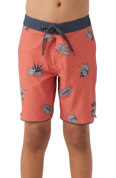 O'neill Kids' Hyperfreak Mysto Scallop Swim Trunks In Red