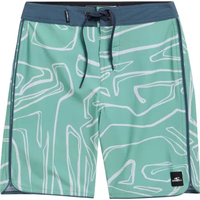O'neill Kids' Hyperfreak Mysto Scallop Swim Trunks In Green