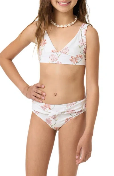 O'neill Kids' Ivy Floral Two-piece Swimsuit In White