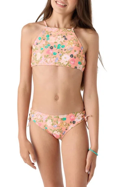 O'neill Kids' Kelly Kids' Floral Strappy Two-piece Swimsuit In Desert Flower