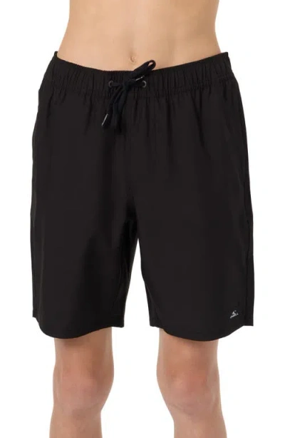 O'neill Kids' Lennox Hermosa Solid Volley Swim Trunks In Black