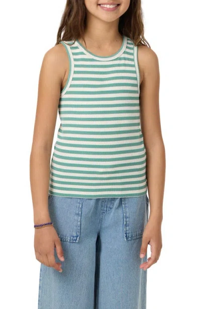 O'neill Kids' Lonnie Rib Stripe Tank In Green