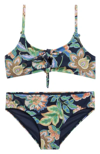 O'neill Kids' Mermaid Floral Hanky Two-piece Swimsuit In Black