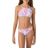 O'neill Kids' Nightfall Tropical Ruffle Two-piece Swimsuit In Fairy Tale Fry