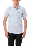 O'neill Kids' Oasis Palm Tree Print Short Sleeve Button-up Shirt In Blue