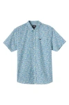 O'neill Kids' Oasis Palm Tree Print Short Sleeve Button-up Shirt In Blue