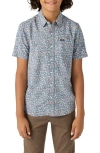 O'neill Kids' Oasis Palm Tree Print Short Sleeve Button-up Shirt In Midnight Navy