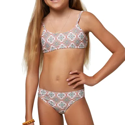 O'neill Kids  Alexa Tile Bikini Canyon Stretch Floral Bralette Swimwear Jdm515 In Gold