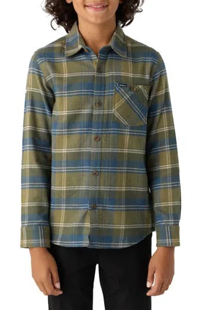 O'NEILL O'NEILL KIDS' REDMOND PLAID FLANNEL BUTTON-UP SHIRT