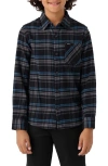 O'neill Clayton Plaid Hooded Button-up Shirt In Black