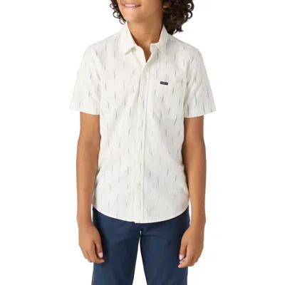 O'neill Kids' Seafaring Ikat Short Sleeve Cotton Button-up Shirgt In White