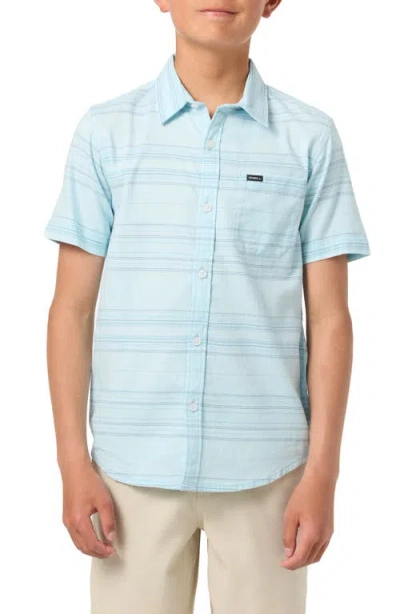 O'neill Kids' Seafaring Stripe Short Sleeve Stretch Cotton Button-up Shirt
