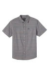 O'neill Kids' Seafaring Stripe Short Sleeve Stretch Cotton Button-up Shirt In Gray