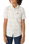 O'neill Kids' Seafaring Stripe Short Sleeve Stretch Cotton Button-up Shirt In Natural