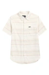 O'neill Kids' Seafaring Stripe Short Sleeve Stretch Cotton Button-up Shirt In White