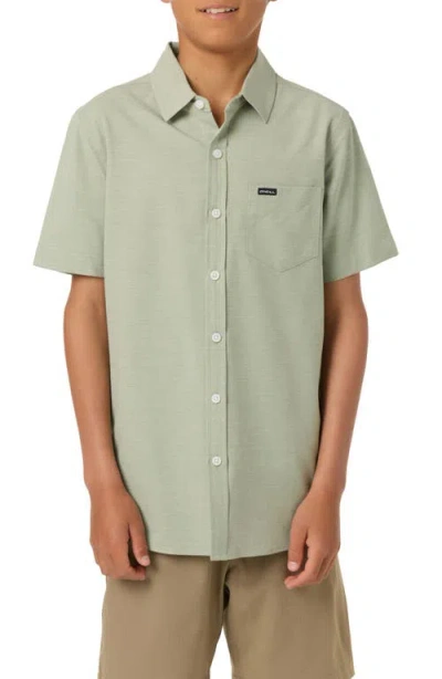 O'neill Kids' Solid Short Sleeve Stretch Twill Button-up Shirt In Green