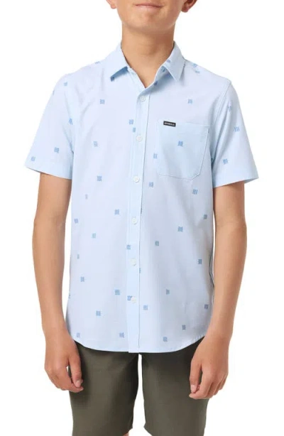 O'neill Kids' Standard Fit Short Sleeve Performance Button-up Shirt In Blue