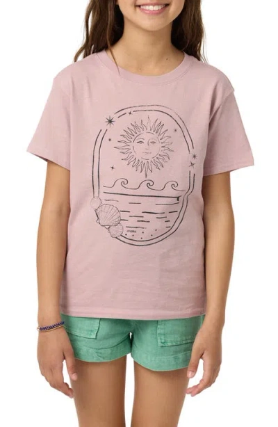 O'neill Kids' Sun Shell Angie Cotton Graphic T-shirt In Pink