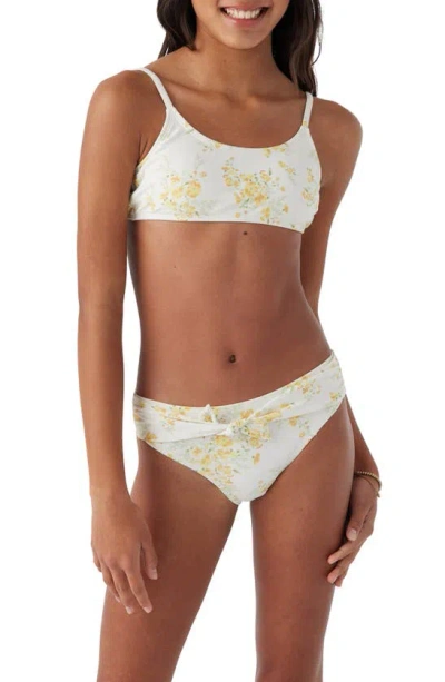 O'neill Kids' Tatiana Floral Two-piece Swimsuit In Vanilla