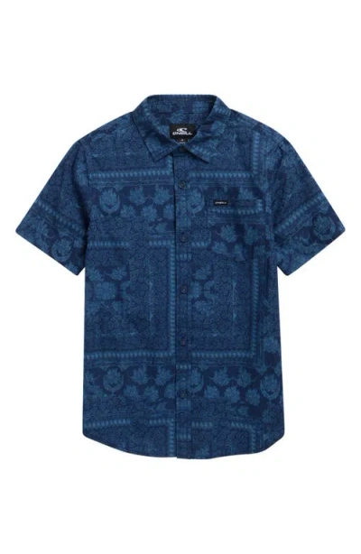 O'neill Kids' Terrace Cotton Button-up Shirt In Blue
