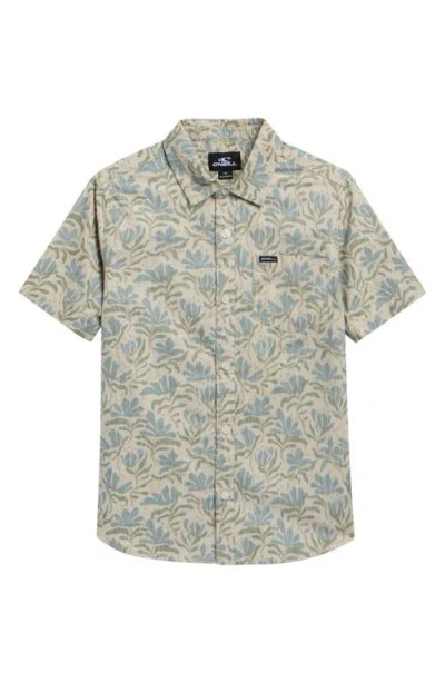 O'neill Kids' Terrace Cotton Button-up Shirt In Gray
