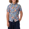 O'neill Kids' Terrace Print Short Sleeve Button-up Shirt In Blue