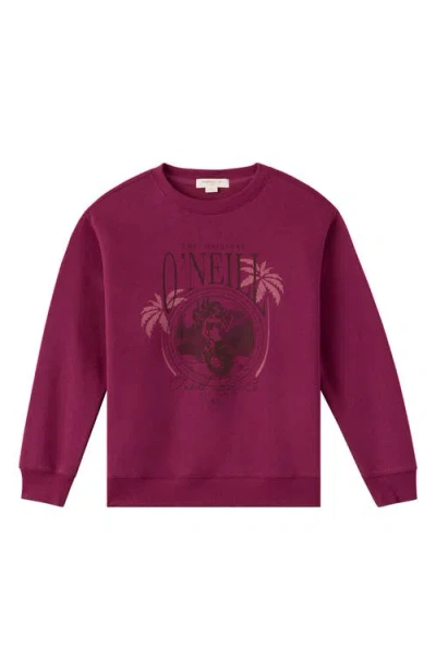 O'neill Kids' The Original Oversized Graphic Sweatshirt In Burgundy