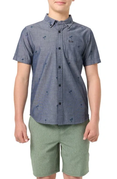 O'neill Kids' Topside Short Sleeve Chambray Button-down Shirt