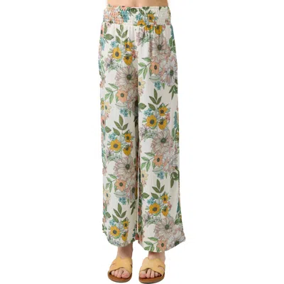 O'neill Kids' Torrie Floral Smocked Waist Pants In Winter White