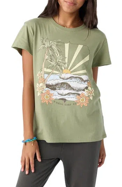 O'neill Kids' Tropical Swell Cotton Graphic T-shirt In Green
