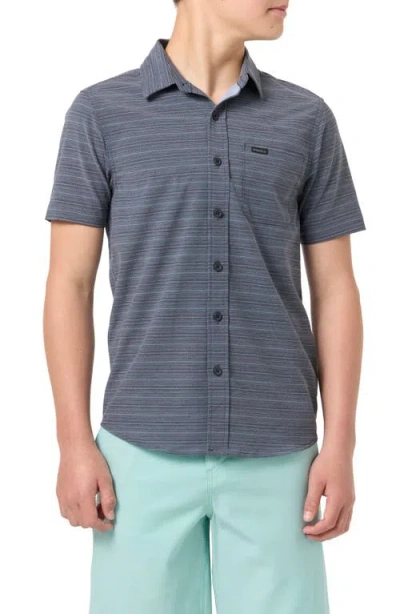 O'neill Kids' Trvlr Traverse Stripe Short Sleeve Button-up Shirt In Gray