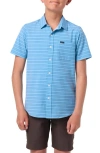 O'neill Kids' Trvlr Traverse Stripe Short Sleeve Button-up Shirt In Blue