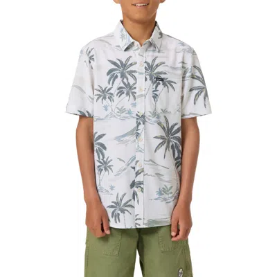 O'neill Kids' Upf Slub Standard Woven Short Sleeve Button-up Shirt In White