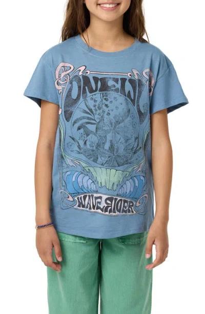 O'neill Kids' Wave Rider Cotton Oversize Graphic T-shirt In Blue