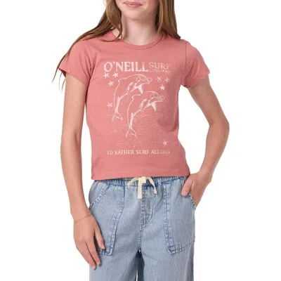 O'neill Kids' Willa Cotton Graphic T-shirt In Pink