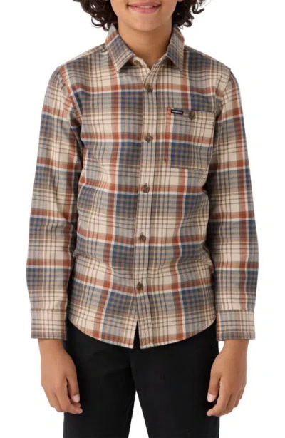 O'neill Kids' Winslow Plaid Flannel Button-up Shirt In Chocolate Chip