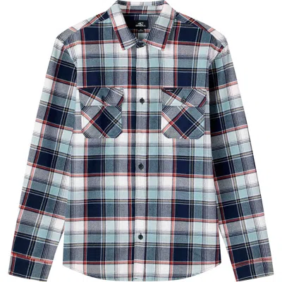 O'neill Kids' Winslow Plaid Flannel Button-up Shirt In White
