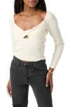 O'neill Juniors' Kristina Sweetheart-neck Long-sleeve Top In Winter White