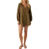 O'neill Krysten Cotton Gauze Cover-up Tunic Minidress In Military Olive