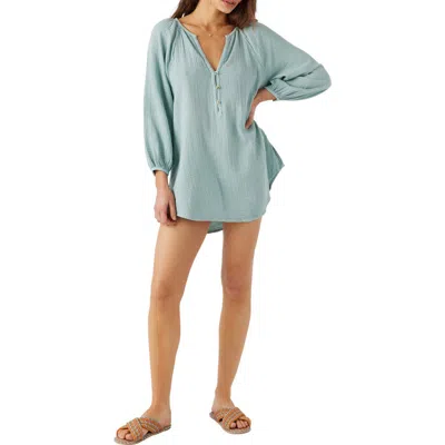 O'neill Krysten Cotton Gauze Cover-up Tunic Minidress In Silver Blue