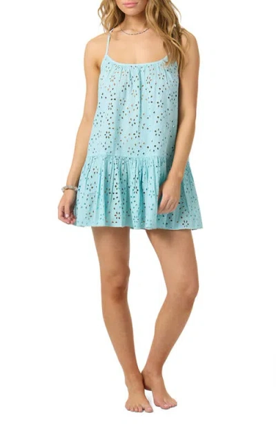 O'neill Kylee Cotton Eyelet Cover-up Minidress In Blue